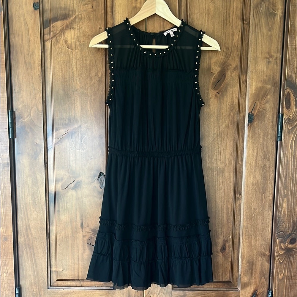 Black Sleeveless Dress with Studded Details